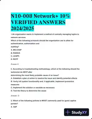 2024-2025 N10-008 Network+ Practice Exam with Answers (131 Solved Questions)