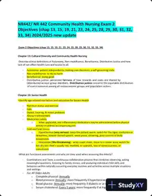 2024-2025 NR442 Community Health Nursing Exam 2 with Answers (41 Solved Questions)