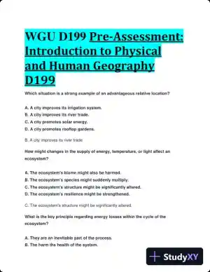 WGU D199 Pre-Assessment: Introduction to Physical and Human Geography with Answers (55 Solved Questions)