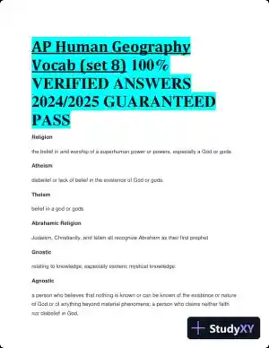2024-2025 AP Human Geography Vocab (Set 8) Practice Exam with Answers (30 Solved Questions)