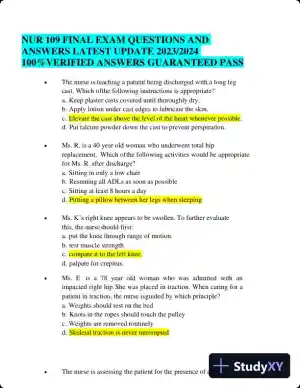 2023-2024 NUR109 Final Exam with Answers (150 Solved Questions)