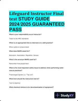 2024-2025 Lifeguard Instructor Final Test Study Guide with Answers (18 Solved Questions)