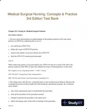 Medical-Surgical Nursing: Concepts & Practice 3rd Edition Test Bank