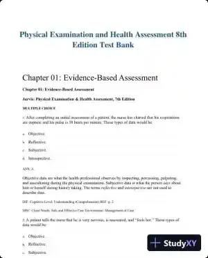Physical Examination and Health Assessment 8th Edition Test Bank