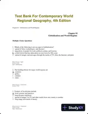 Test Bank For Contemporary World Regional Geography, 4th Edition