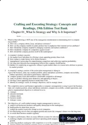 Crafting and Executing Strategy: Concepts and Readings, 19th Edition Test Bank