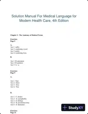 Solution Manual For Medical Language for Modern Health Care, 4th Edition