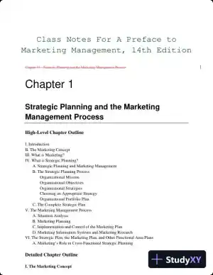 Class Notes For A Preface to Marketing Management, 14th Edition