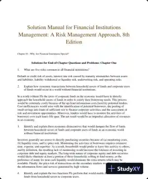 Solution Manual for Financial Institutions Management: A Risk Management Approach, 8th Edition