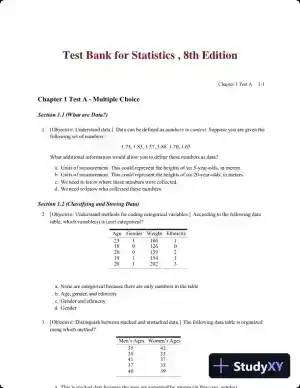 Test Bank for Statistics , 8th Edition