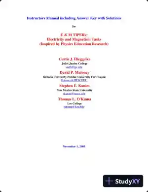 Solution Manual for E and M TIPERs Electricity And Magnetism: Electricity And Magnetism Tasks: Inspried By Physics Education Research, 1st Edition