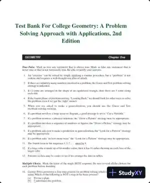 Test Bank For College Geometry: A Problem Solving Approach with Applications, 2nd Edition