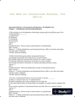Test Bank for International Business, 15th Edition