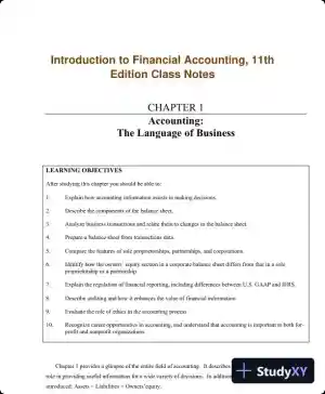 Introduction to Financial Accounting, 11th Edition Class Notes
