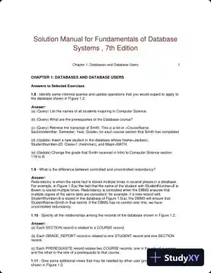 Solution Manual for Fundamentals of Database Systems , 7th Edition