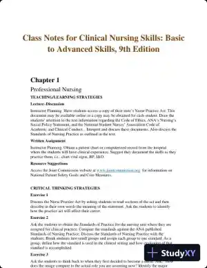 Class Notes for Clinical Nursing Skills: Basic to Advanced Skills, 9th Edition