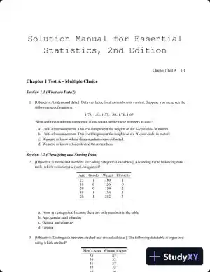 Solution Manual for Essential Statistics, 2nd Edition