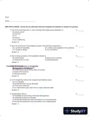 Test Bank for Introduction to Hospitality Management, 5th Edition