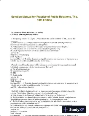 Solution Manual for Practice of Public Relations, The, 13th Edition