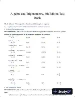 Algebra and Trigonometry, 6th Edition Test Bank