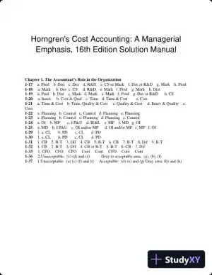 Horngren's Cost Accounting: A Managerial Emphasis, 16th Edition Solution Manual