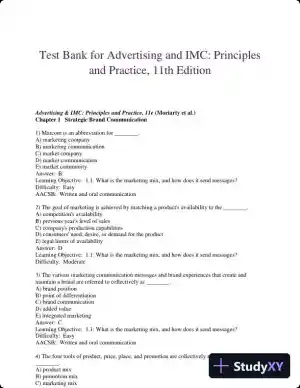 Test Bank for Advertising and IMC: Principles and Practice, 11th Edition