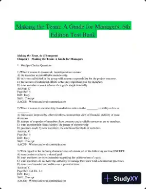 Making the Team: A Guide for Managers, 6th Edition Test Bank