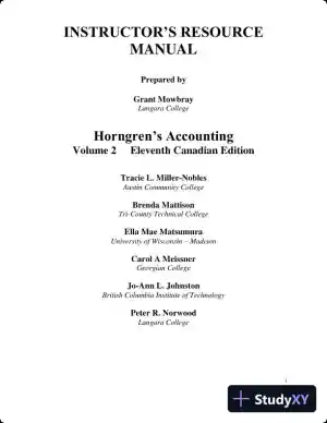 Lecture Notes for Horngren's Accounting, Volume 2, Eleventh Canadian Edition
