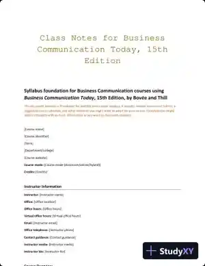 Lecture Notes for Business Communication Today, 15th Edition