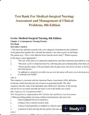 Test Bank For Medical-Surgical Nursing: Assessment and Management of Clinical Problems, 8th Edition