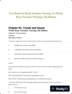 Test Bank For Basic Geriatric Nursing, 5e (Wold, Basic Geriatric Nursing), 5th Edition