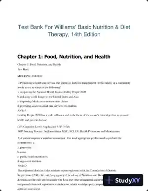 Test Bank For Williams' Basic Nutrition & Diet Therapy, 14th Edition