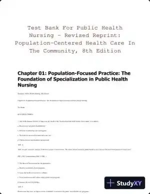 Test Bank For Public Health Nursing - Revised Reprint: Population-Centered Health Care In The Community, 8th Edition