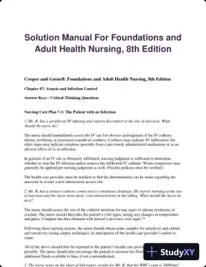 Solution Manual For Foundations and Adult Health Nursing, 8th Edition