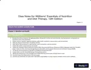 Lecture Notes for Williams' Essentials of Nutrition and Diet Therapy, 12th Edition