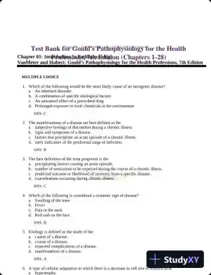 Test Bank for Gould's Pathophysiology for the Health Professions, 7th Edition (Chapters 1-28)