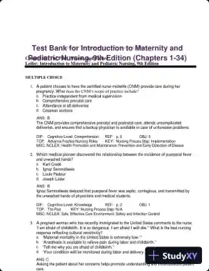 Test Bank for Introduction to Maternity and Pediatric Nursing, 9th Edition (Chapters 1-34)