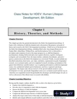 Lecture Notes for HDEV: Human Lifespan Development, 6th Edition