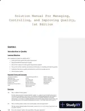 Solution Manual For Managing, Controlling, and Improving Quality, 1st Edition