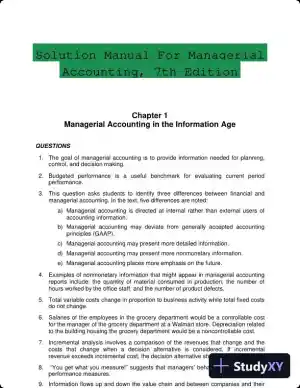 Solution Manual For Managerial Accounting, 7th Edition