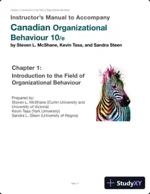 Lecture Notes for Canadian Organizational Behaviour, 10th Edition