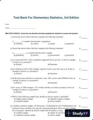 Test Bank For Elementary Statistics, 3rd Edition