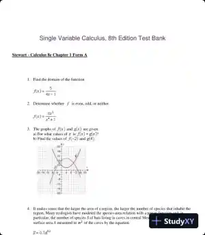 Single Variable Calculus, 8th Edition Test Bank