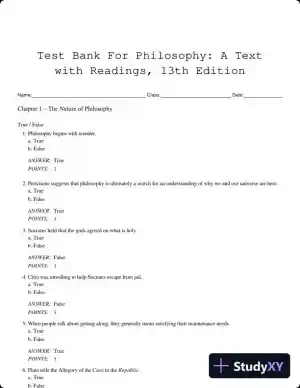 Test Bank For Philosophy: A Text with Readings, 13th Edition