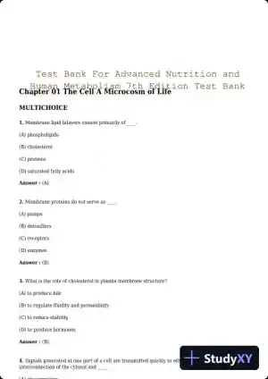 Test Bank For Advanced Nutrition and Human Metabolism 7th Edition Test Bank
