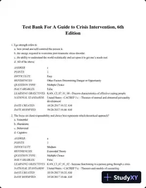 Test Bank For A Guide to Crisis Intervention, 6th Edition