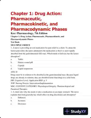 Pharmacology: A Patient-Centered Nursing Process Approach, (Kee, Pharmacology) 8th Edition Test Bank