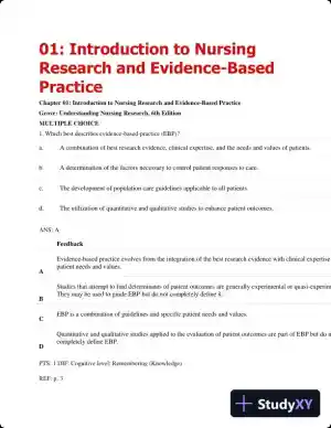 Understanding Nursing Research: Building An Evidence-Based Practice, 6th Edition Test Bank