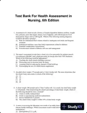 Test Bank For Health Assessment in Nursing, 6th Edition