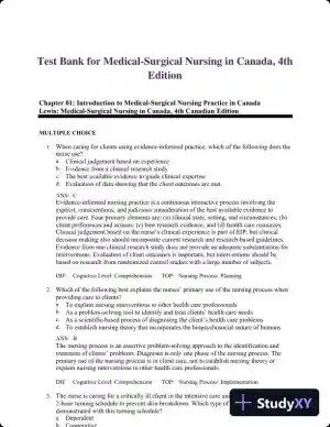 Test Bank for Medical-Surgical Nursing in Canada, 4th Edition